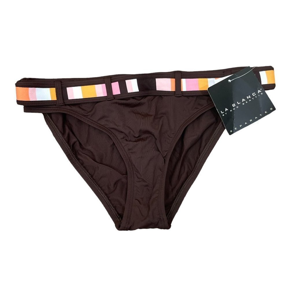 La Blanca By Rod Beattie Bikini Bottom Size‎ 4 Brown/Multicolor Made in USA NEW